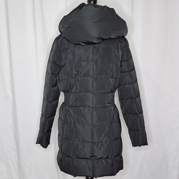 Cole Haan Black Signature Hooded Taffeta Down Coat - Size L - Picture 6 of 16